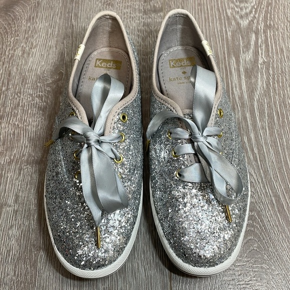 Keds X Kate Spade New York Champion Glitter Sneakers Silver Wedding 6 - Picture 2 of 16